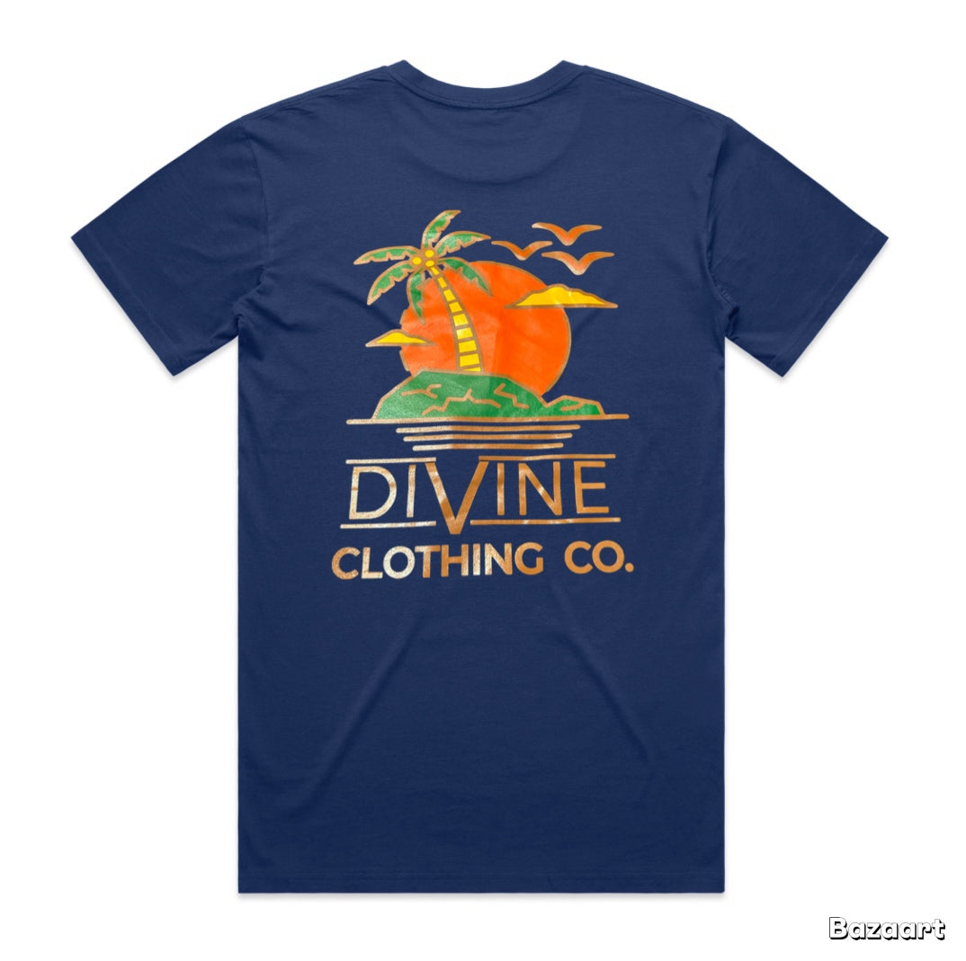 Divine Palm Tree T-Shirt Cobalt Blue