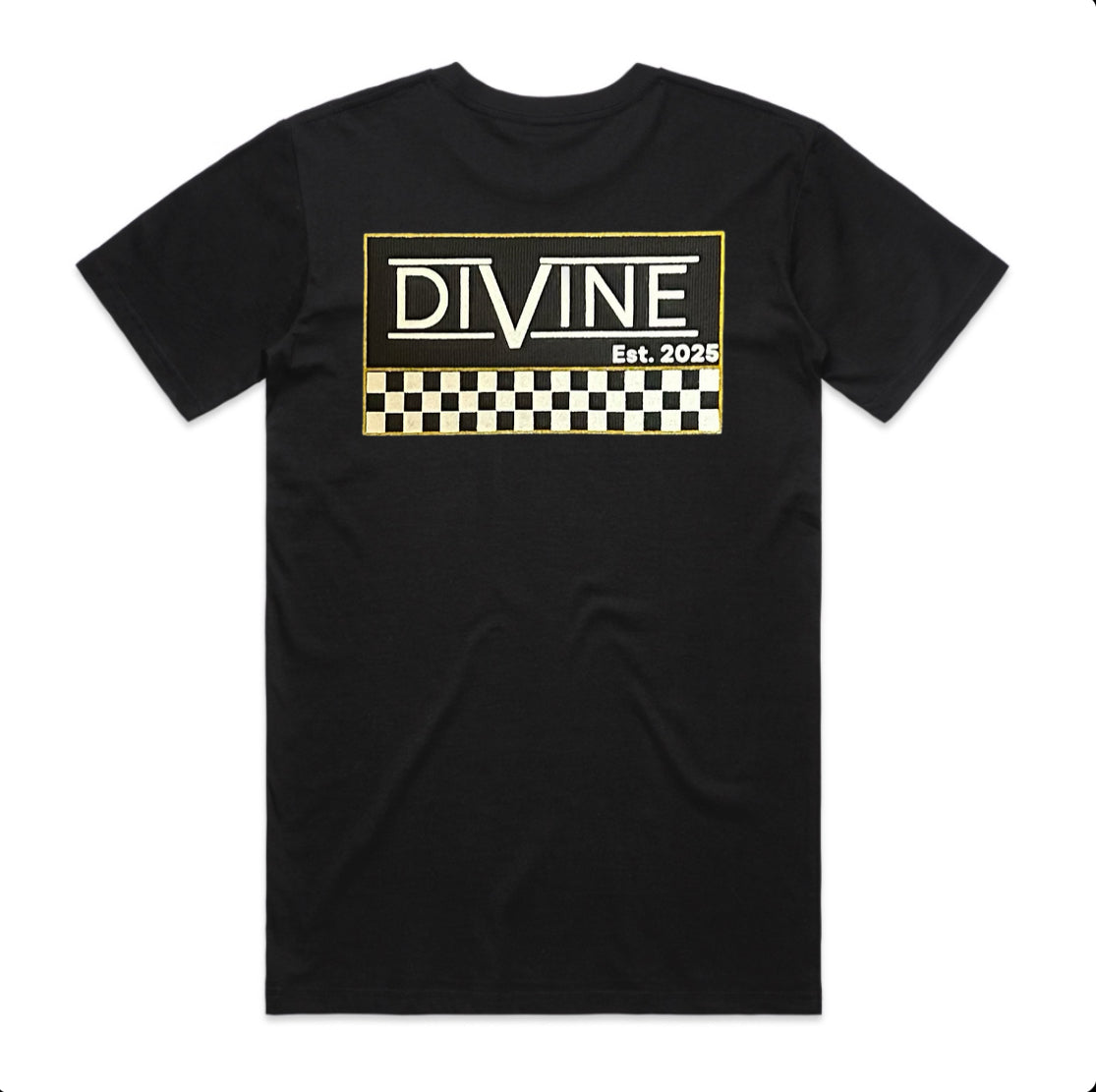Divine Checkered Black T-Shirt