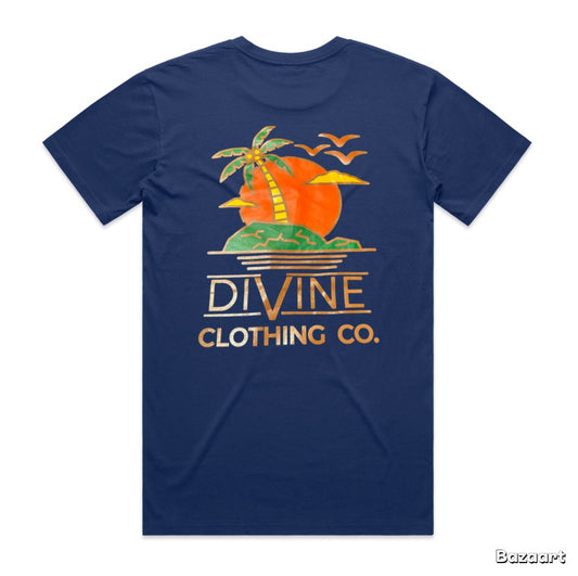 Divine Palm Tree T-Shirt Cobalt Blue