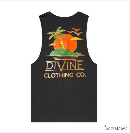 Divine Palm Tree Tank Top Coal