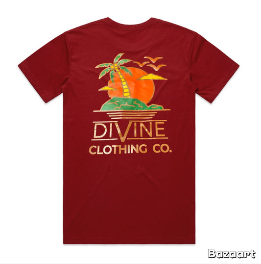 Divine Palm Tree T-Shirt Cardinal Red